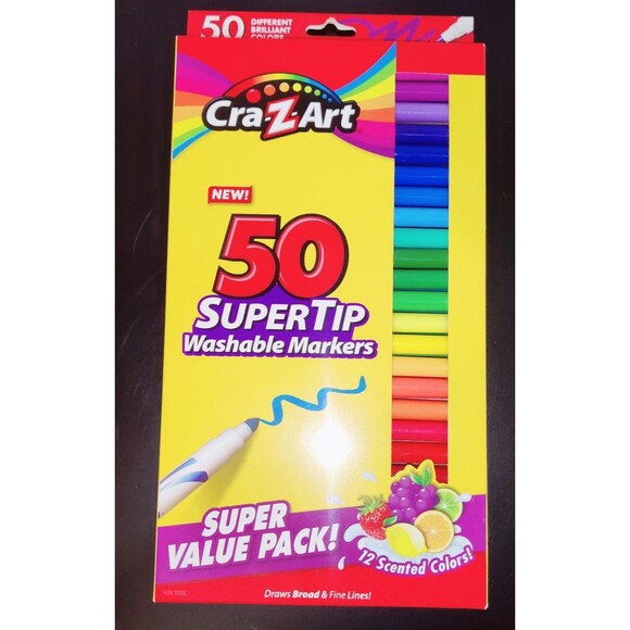Cra-Z-Art 50 SuperTip Washable Markers - Broad and Fine Lines! NEW - Picture 1 of 6